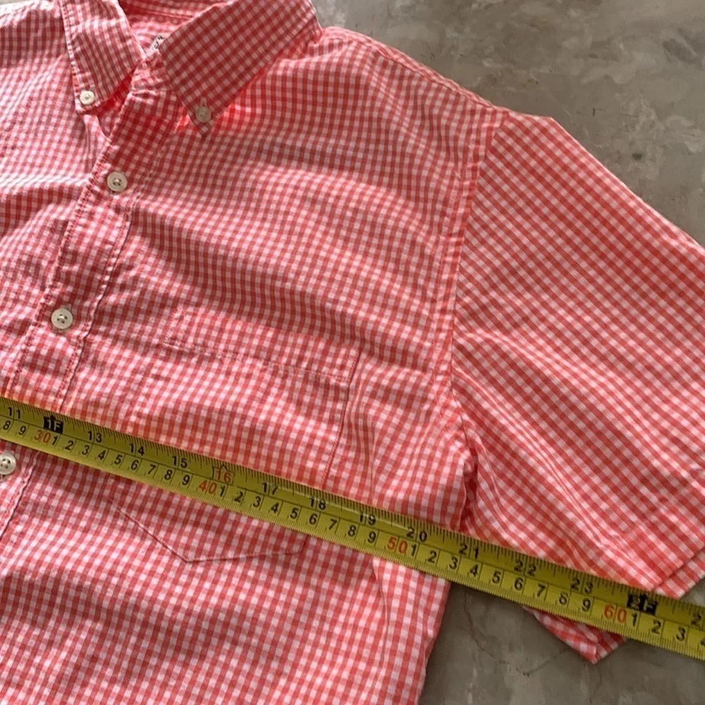 J. Crew Tailored Orange Plaid Button-Down Shirt size medium short sleeves‎
